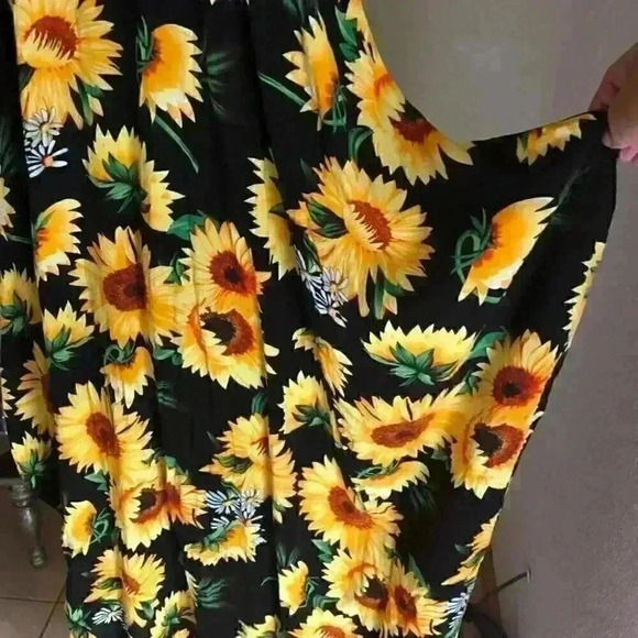 zanzea black and sunflower thin strap buddle dress size xxl - Picture 4 of 10